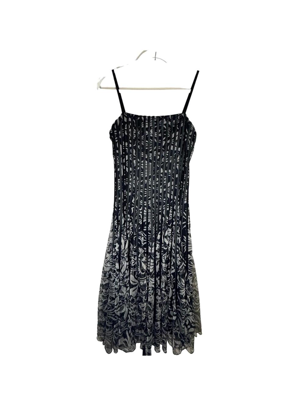 JS Collections Corset Midi Dress Black White Fit Flare Y2K Vintage Sz 8